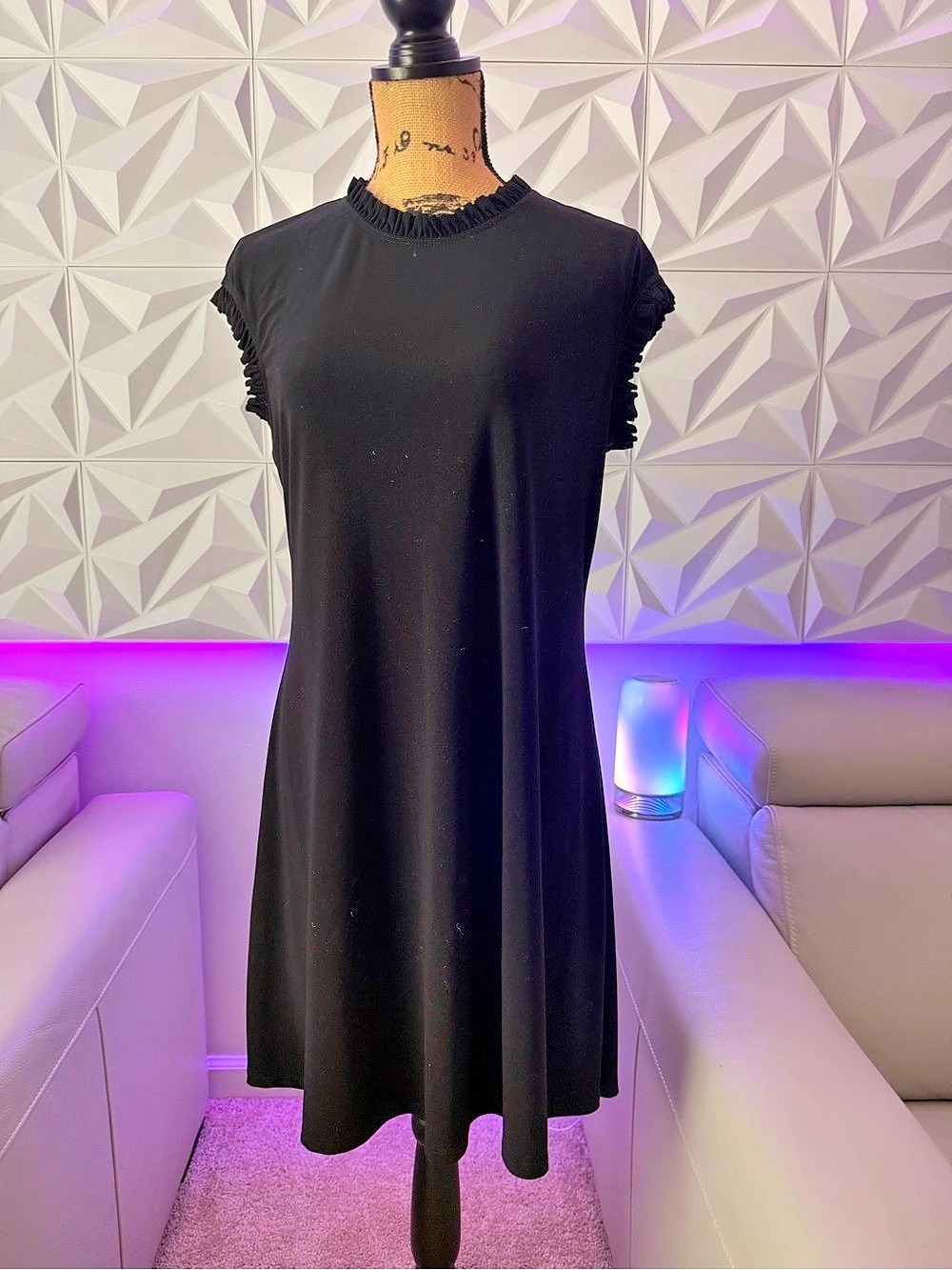 Annalee + Hope Black Ruffle Trim A-Line Dress | L